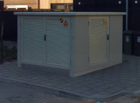 Dit is een voorbeeld van de transformatorstations die geplaatst worden.